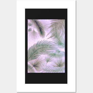 PINK GREY LILAC FEATHER PALM PRINT TROPICAL PASTEL ART POSTER Posters and Art